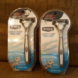 2 New Men's Schick Quattro Titanium Razors  *